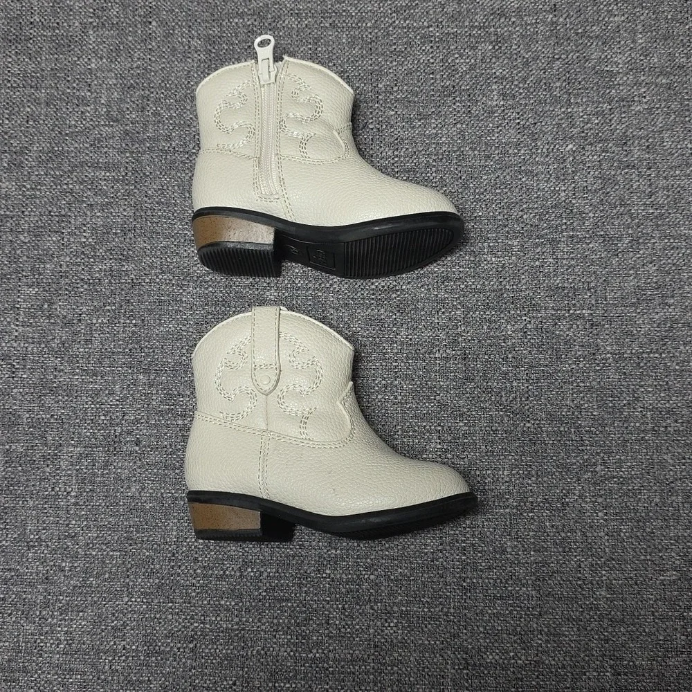 Cat And Jack Ankle Boots Girls Western Size 5 White/Ivory